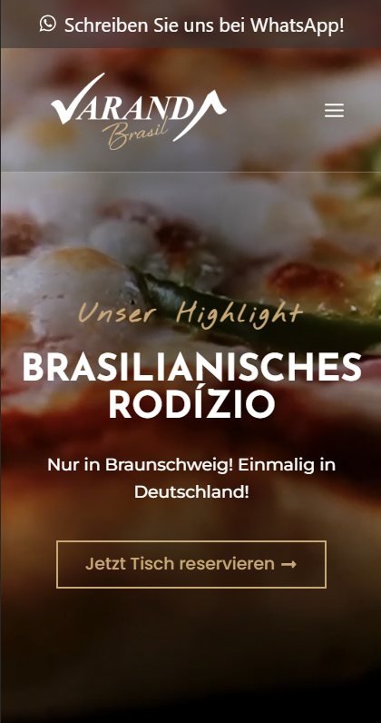 Die Website von Varanda Brasil in der mobilen Ansicht